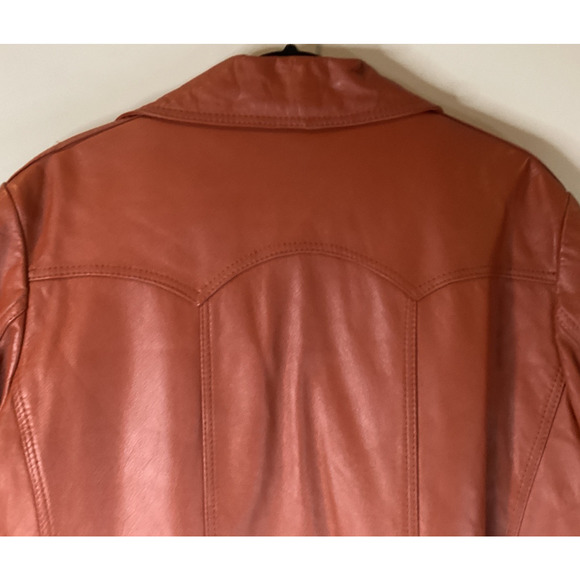 Vtg Sears Leather Shop Reddish Brown Leather Jacket 70s Ranch Removable liner 40 - Picture 8 of 12